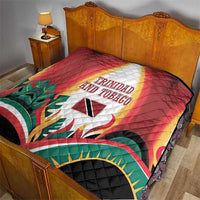 Trinidad and Tobago Scarlet Ibis Quilt with Tropical Leaves and National Flag Design TS04