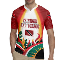 Trinidad and Tobago Scarlet Ibis Rugby Jersey with Tropical Leaves and National Flag Design TS04
