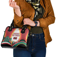Trinidad and Tobago Scarlet Ibis Shoulder Handbag with Tropical Leaves and National Flag Design TS04