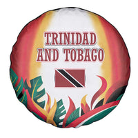 Trinidad and Tobago Scarlet Ibis Spare Tire Cover with Tropical Leaves and National Flag Design TS04