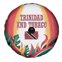 Trinidad and Tobago Scarlet Ibis Spare Tire Cover with Tropical Leaves and National Flag Design TS04