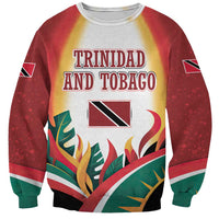 Trinidad and Tobago Scarlet Ibis Sweatshirt with Tropical Leaves and National Flag Design TS04