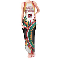 Trinidad and Tobago Scarlet Ibis Tank Maxi Dress with Tropical Leaves and National Flag Design TS04