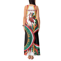 Trinidad and Tobago Scarlet Ibis Tank Maxi Dress with Tropical Leaves and National Flag Design TS04