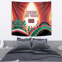 Trinidad and Tobago Scarlet Ibis Tapestry with Tropical Leaves and National Flag Design TS04