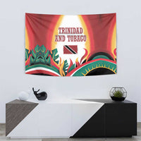 Trinidad and Tobago Scarlet Ibis Tapestry with Tropical Leaves and National Flag Design TS04