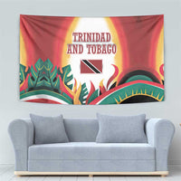 Trinidad and Tobago Scarlet Ibis Tapestry with Tropical Leaves and National Flag Design TS04
