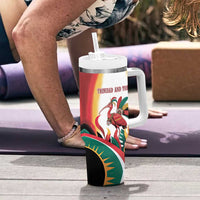 Trinidad and Tobago Scarlet Ibis Tumbler With Handle with Tropical Leaves and National Flag Design TS04