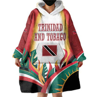 Trinidad and Tobago Scarlet Ibis Wearable Blanket Hoodie with Tropical Leaves and National Flag Design TS04