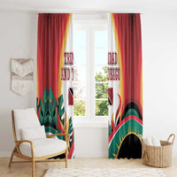 Trinidad and Tobago Scarlet Ibis Window Curtain with Tropical Leaves and National Flag Design TS04