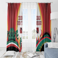 Trinidad and Tobago Scarlet Ibis Window Curtain with Tropical Leaves and National Flag Design TS04