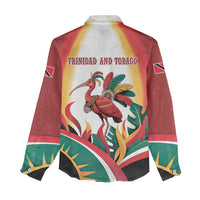 Trinidad and Tobago Scarlet Ibis Women Casual Shirt with Tropical Leaves and National Flag Design TS04