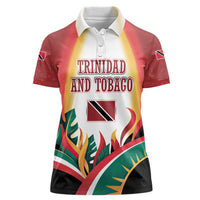 Trinidad and Tobago Scarlet Ibis Women Polo Shirt with Tropical Leaves and National Flag Design TS04
