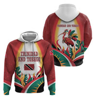 Trinidad and Tobago Scarlet Ibis Zip Hoodie with Tropical Leaves and National Flag Design TS04