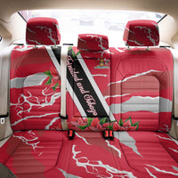 Trinidad and Tobago Red Poinsettia Back Car Seat Cover with National Crest and Diagonal Flag Sash Design - Wonder Print Shop