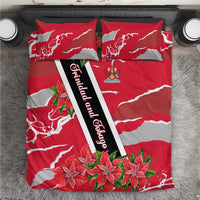 Trinidad and Tobago Red Poinsettia Bedding Set with National Crest and Diagonal Flag Sash Design - Wonder Print Shop