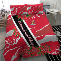 Trinidad and Tobago Red Poinsettia Bedding Set with National Crest and Diagonal Flag Sash Design - Wonder Print Shop