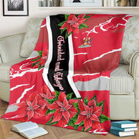 Trinidad and Tobago Red Poinsettia Blanket with National Crest and Diagonal Flag Sash Design - Wonder Print Shop