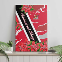 Trinidad and Tobago Red Poinsettia Canvas Wall Art with National Crest and Diagonal Flag Sash Design - Wonder Print Shop