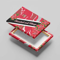 Trinidad and Tobago Red Poinsettia Canvas Wall Art with National Crest and Diagonal Flag Sash Design - Wonder Print Shop