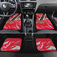 Trinidad and Tobago Red Poinsettia Car Mats with National Crest and Diagonal Flag Sash Design - Wonder Print Shop
