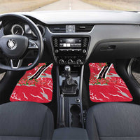 Trinidad and Tobago Red Poinsettia Car Mats with National Crest and Diagonal Flag Sash Design - Wonder Print Shop