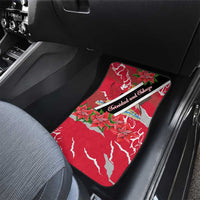 Trinidad and Tobago Red Poinsettia Car Mats with National Crest and Diagonal Flag Sash Design - Wonder Print Shop