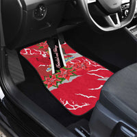 Trinidad and Tobago Red Poinsettia Car Mats with National Crest and Diagonal Flag Sash Design - Wonder Print Shop