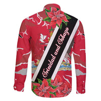Trinidad and Tobago Red Poinsettia Family Matching Mermaid Dress and Hawaiian Shirt with National Crest and Diagonal Flag Sash Design - Wonder Print Shop
