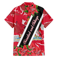 Trinidad and Tobago Red Poinsettia Family Matching Tank Maxi Dress and Hawaiian Shirt with National Crest and Diagonal Flag Sash Design - Wonder Print Shop