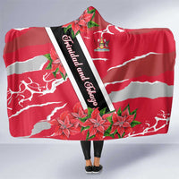 Trinidad and Tobago Red Poinsettia Hooded Blanket with National Crest and Diagonal Flag Sash Design - Wonder Print Shop