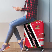 Trinidad and Tobago Red Poinsettia Luggage Cover with National Crest and Diagonal Flag Sash Design - Wonder Print Shop