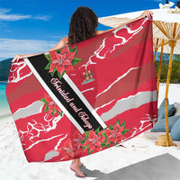 Trinidad and Tobago Red Poinsettia Sarong with National Crest and Diagonal Flag Sash Design - Wonder Print Shop