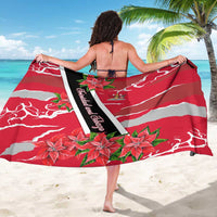 Trinidad and Tobago Red Poinsettia Sarong with National Crest and Diagonal Flag Sash Design - Wonder Print Shop