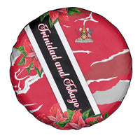 Trinidad and Tobago Red Poinsettia Spare Tire Cover with National Crest and Diagonal Flag Sash Design - Wonder Print Shop