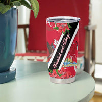 Trinidad and Tobago Red Poinsettia Tumbler Cup with National Crest and Diagonal Flag Sash Design - Wonder Print Shop