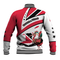 Trinidad and Tobago National Map Baseball Jacket with Scarlet Ibis and Coat of Arms on Red White Star Theme - Wonder Print Shop