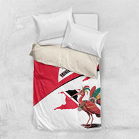Trinidad and Tobago National Map Bedding Set with Scarlet Ibis and Coat of Arms on Red White Star Theme - Wonder Print Shop