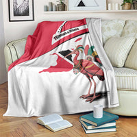 Trinidad and Tobago National Map Blanket with Scarlet Ibis and Coat of Arms on Red White Star Theme - Wonder Print Shop