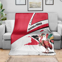 Trinidad and Tobago National Map Blanket with Scarlet Ibis and Coat of Arms on Red White Star Theme - Wonder Print Shop