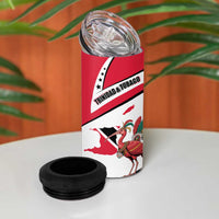 Trinidad and Tobago National Map 4 in 1 Can Cooler Tumbler with Scarlet Ibis and Coat of Arms on Red White Star Theme - Wonder Print Shop