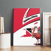 Trinidad and Tobago National Map Canvas Wall Art with Scarlet Ibis and Coat of Arms on Red White Star Theme - Wonder Print Shop