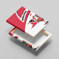 Trinidad and Tobago National Map Canvas Wall Art with Scarlet Ibis and Coat of Arms on Red White Star Theme - Wonder Print Shop