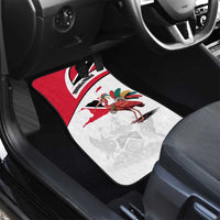 Trinidad and Tobago National Map Car Mats with Scarlet Ibis and Coat of Arms on Red White Star Theme - Wonder Print Shop
