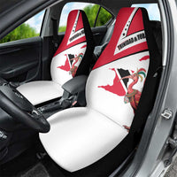 Trinidad and Tobago National Map Car Seat Cover with Scarlet Ibis and Coat of Arms on Red White Star Theme - Wonder Print Shop