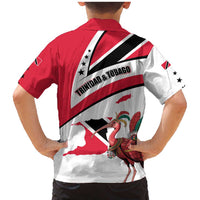 Trinidad and Tobago National Map Family Matching Mermaid Dress and Hawaiian Shirt with Scarlet Ibis and Coat of Arms on Red White Star Theme - Wonder Print Shop