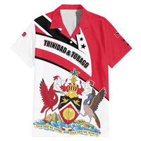 Trinidad and Tobago National Map Family Matching Mermaid Dress and Hawaiian Shirt with Scarlet Ibis and Coat of Arms on Red White Star Theme - Wonder Print Shop
