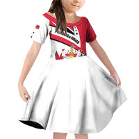 Trinidad and Tobago National Map Family Matching Off Shoulder Short Dress and Hawaiian Shirt with Scarlet Ibis and Coat of Arms on Red White Star Theme - Wonder Print Shop