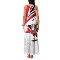 Trinidad and Tobago National Map Family Matching Tank Maxi Dress and Hawaiian Shirt with Scarlet Ibis and Coat of Arms on Red White Star Theme - Wonder Print Shop