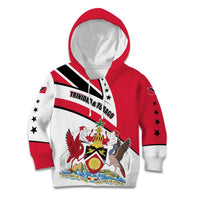 Trinidad and Tobago National Map Kid Hoodie with Scarlet Ibis and Coat of Arms on Red White Star Theme - Wonder Print Shop